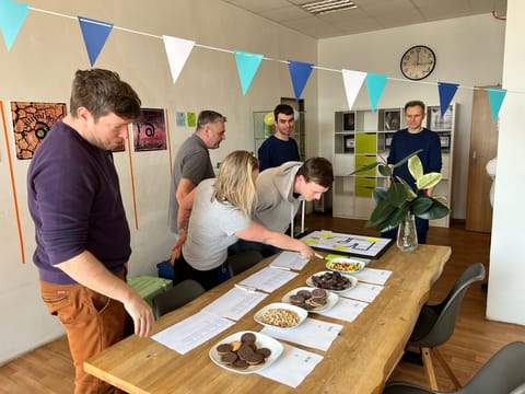 A product tasting in the office